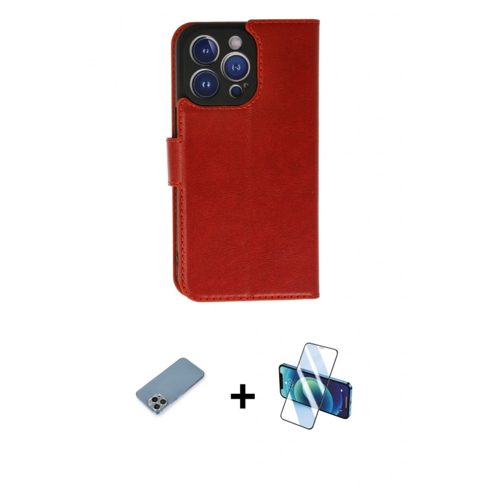 MARSİLYAN™- iPhone 13 Pro Max Kılıf Siluet Işık Serisi - Siyah 3D Antistatik Cam Ekran Koruyucu + Shine Kamera Lens Koruma Cam - GI