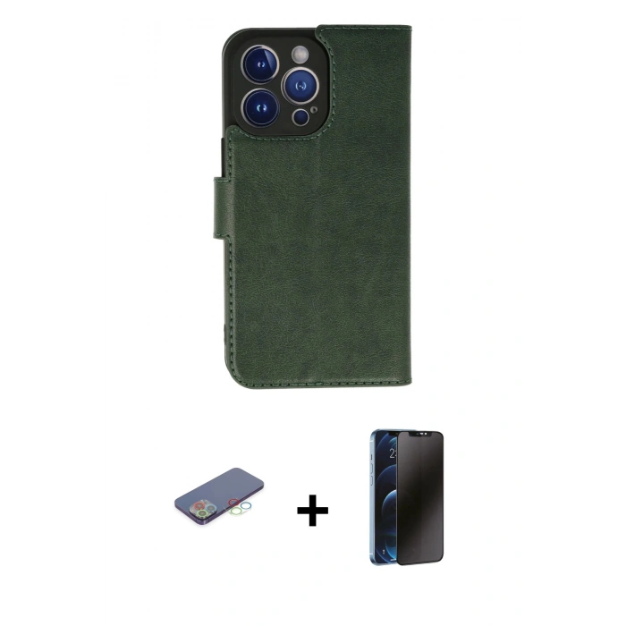 MARSİLYAN™- iPhone 13 Pro Max Kılıf Siluet Işık Serisi - Siyah 3D Antistatik Hayalet Cam Ekran Koruyucu + Renkli Kamera Lens Koruma Cam - MI