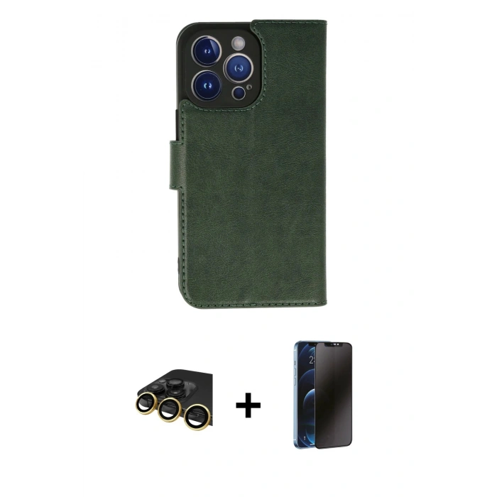 MARSİLYAN™- iPhone 13 Pro Max Kılıf Siluet Işık Serisi - Siyah 3D Antistatik Hayalet Cam Ekran Koruyucu + Raze Metal Kamera Lens - GD