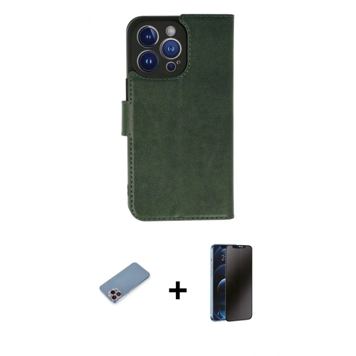 MARSİLYAN™- iPhone 13 Pro Max Kılıf Siluet Işık Serisi - Siyah 3D Antistatik Hayalet Cam Ekran Koruyucu + Shine Kamera Lens Koruma Cam - PE