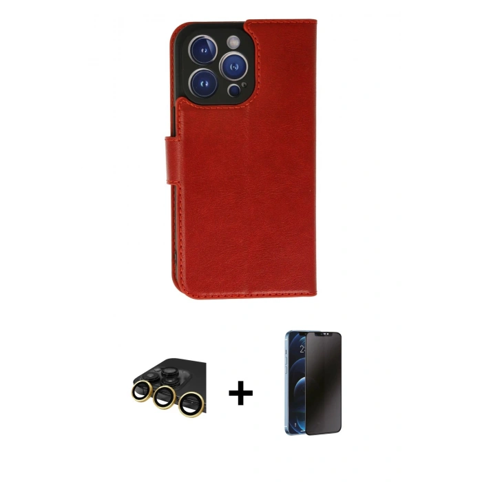 MARSİLYAN™- iPhone 13 Pro Max Kılıf Siluet Işık Serisi - Siyah 3D Antistatik Hayalet Cam Ekran Koruyucu + Raze Metal Kamera Lens - GD