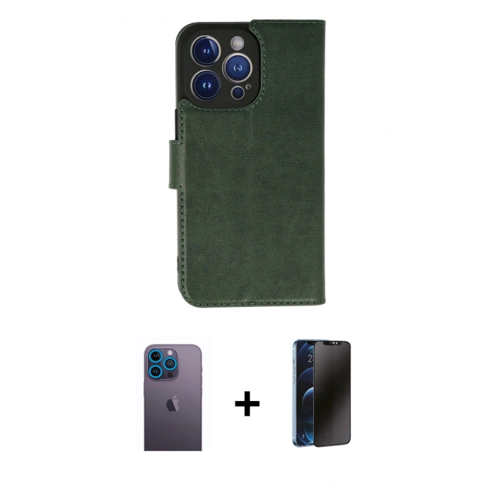 MARSİLYAN™- iPhone 13 Pro Max Kılıf Siluet Işık Serisi - Siyah 3D Antistatik Hayalet Cam Ekran Koruyucu + Neon Fosforlu Kamera Lens - MI