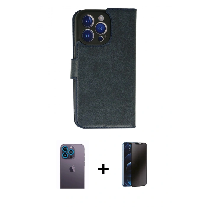 MARSİLYAN™- iPhone 13 Pro Max Kılıf Siluet Işık Serisi - Siyah 3D Antistatik Hayalet Cam Ekran Koruyucu + Neon Fosforlu Kamera Lens - MI