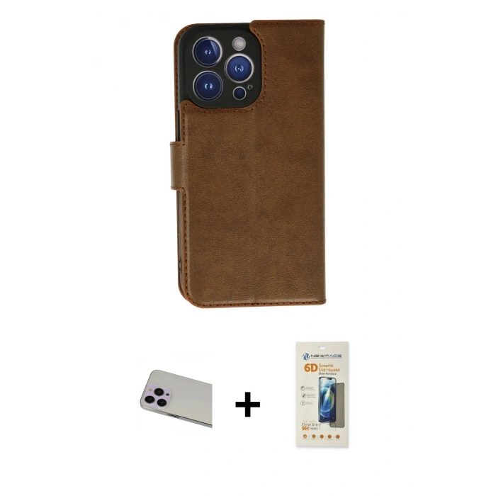 MARSİLYAN™- iPhone 13 Pro Max Kılıf Siluet Işık Serisi - Siyah 6D Mat Seramik Hayalet Nano Ekran Koruyucu + Rainbow Kamera Lens Koruma Cam - MR