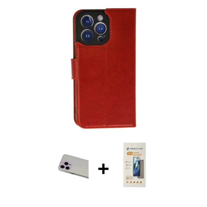MARSİLYAN™- iPhone 13 Pro Max Kılıf Siluet Işık Serisi - Siyah 6D Mat Seramik Hayalet Nano Ekran Koruyucu + Rainbow Kamera Lens Koruma Cam - MR