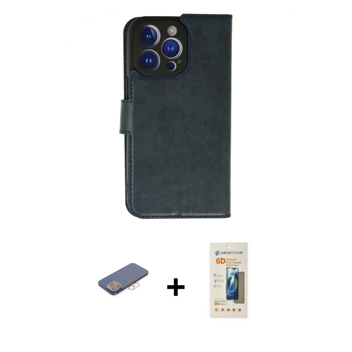 MARSİLYAN™- iPhone 13 Pro Max Kılıf Siluet Işık Serisi - Siyah 6D Mat Seramik Hayalet Nano Ekran Koruyucu + Pembe Renkli Kamera Lens Koruma Cam