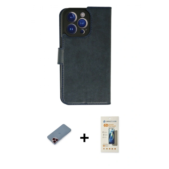 MARSİLYAN™- iPhone 13 Pro Max Kılıf Siluet Işık Serisi - Siyah 6D Mat Seramik Hayalet Nano Ekran Koruyucu + Kırmızı Metal Kamera Lens Koruma Cam