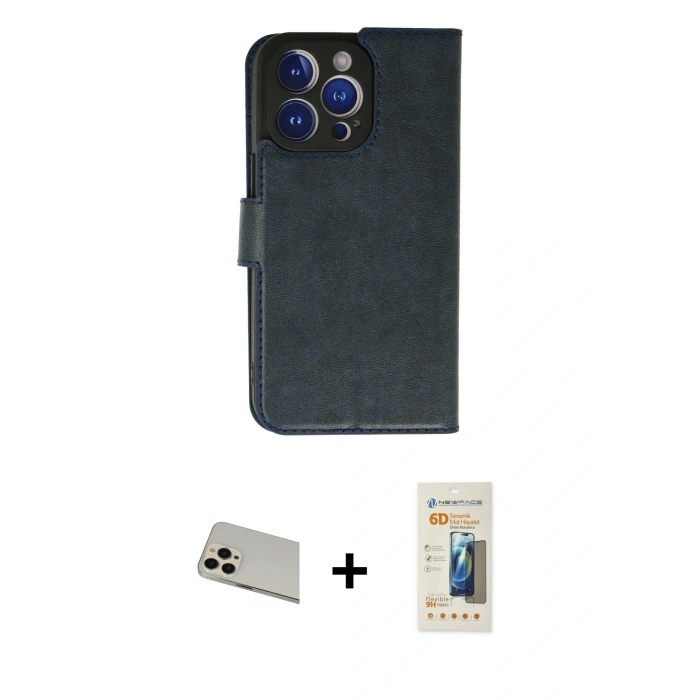 MARSİLYAN™- iPhone 13 Pro Max Kılıf Siluet Işık Serisi - Siyah 6D Mat Seramik Hayalet Nano Ekran Koruyucu + Rainbow Kamera Lens Koruma Cam - REGD