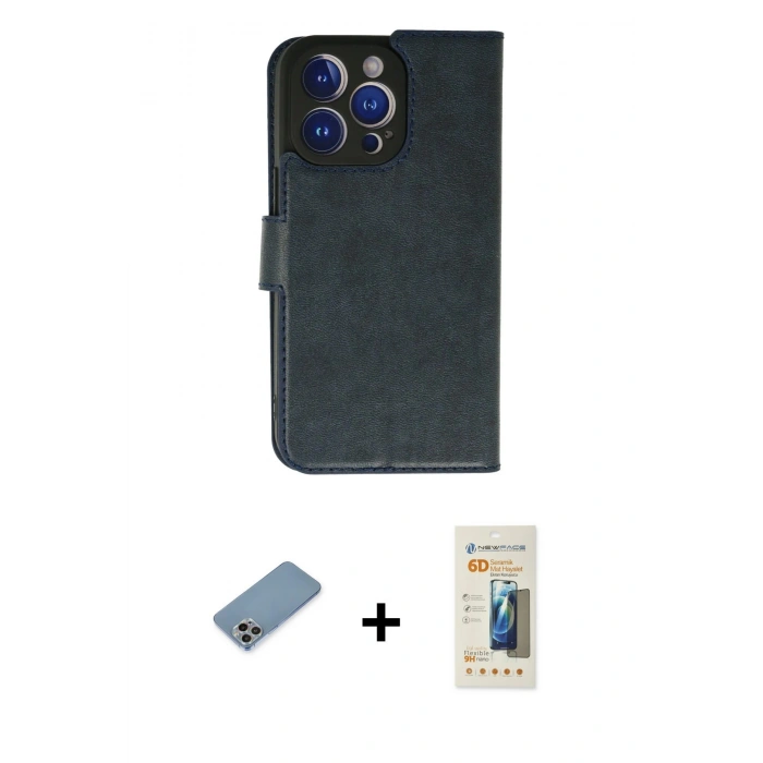 MARSİLYAN™- iPhone 13 Pro Max Kılıf Siluet Işık Serisi - Siyah 6D Mat Seramik Hayalet Nano Ekran Koruyucu + Shine Kamera Lens Koruma Cam - GI