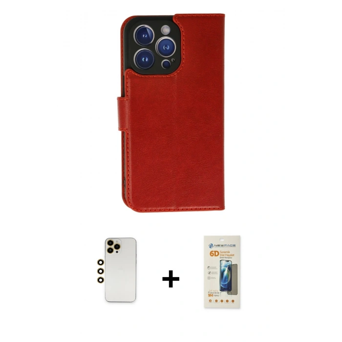 MARSİLYAN™- iPhone 13 Pro Max Kılıf Siluet Işık Serisi - Siyah 6D Mat Seramik Hayalet Nano Ekran Koruyucu + Gold Shine Kamera Lens