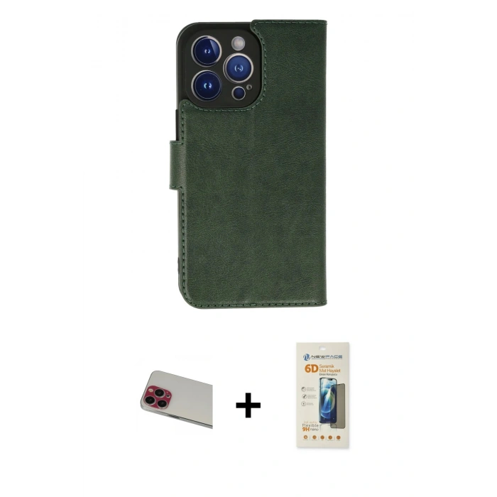 MARSİLYAN™- iPhone 13 Pro Max Kılıf Siluet Işık Serisi - Siyah 6D Mat Seramik Hayalet Nano Ekran Koruyucu + Rainbow Kamera Lens Koruma Cam - KI