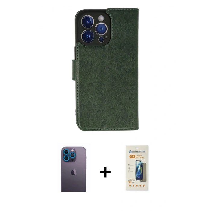 MARSİLYAN™- iPhone 13 Pro Max Kılıf Siluet Işık Serisi - Siyah 6D Mat Seramik Hayalet Nano Ekran Koruyucu + Mavi Neon Fosforlu Kamera Lens