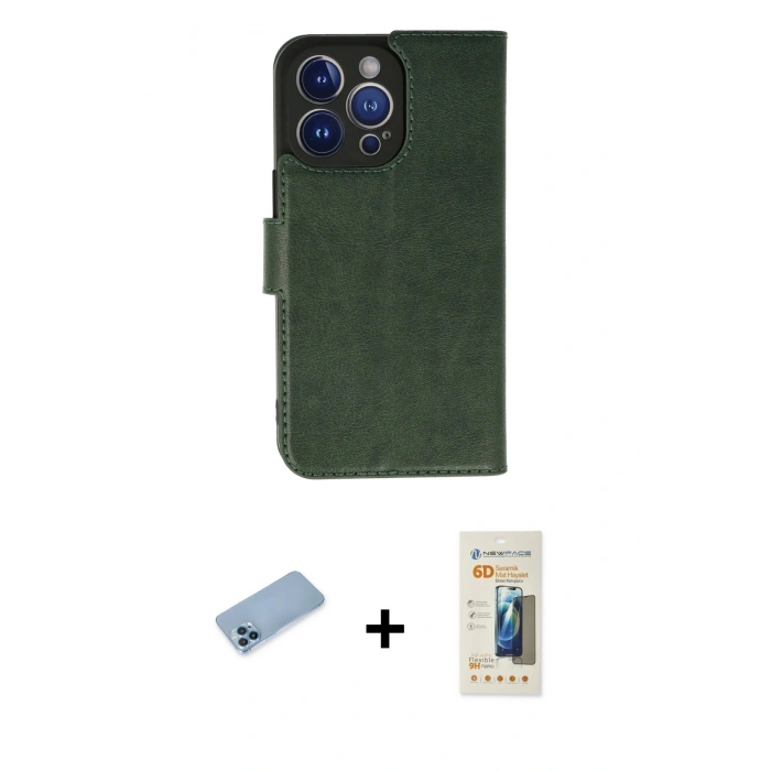 MARSİLYAN™- iPhone 13 Pro Max Kılıf Siluet Işık Serisi - Siyah 6D Mat Seramik Hayalet Nano Ekran Koruyucu + Mavi Shine Kamera Lens Koruma Cam