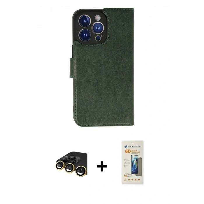 MARSİLYAN™- iPhone 13 Pro Max Kılıf Siluet Işık Serisi - Siyah 6D Mat Seramik Hayalet Nano Ekran Koruyucu + Raze Metal Kamera Lens - GD