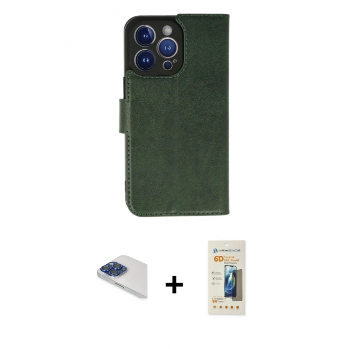 MARSİLYAN™- iPhone 13 Pro Max Kılıf Siluet Işık Serisi - Siyah 6D Mat Seramik Hayalet Nano Ekran Koruyucu + Pers Alüminyum Kamera Lens - LT