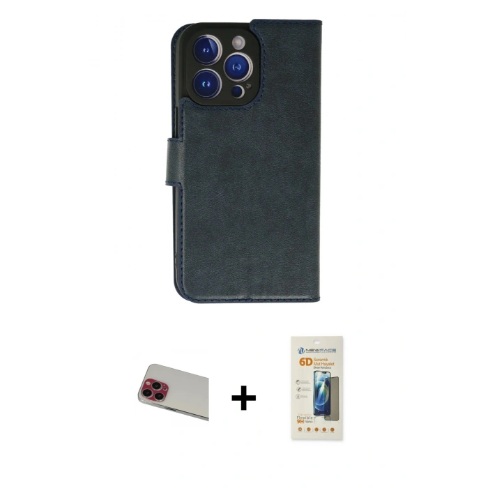 MARSİLYAN™- iPhone 13 Pro Max Kılıf Siluet Işık Serisi - Siyah 6D Mat Seramik Hayalet Nano Ekran Koruyucu + Rainbow Kamera Lens Koruma Cam - KI