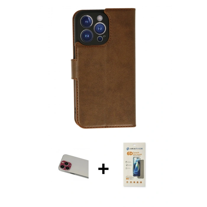 MARSİLYAN™- iPhone 13 Pro Max Kılıf Siluet Işık Serisi - Siyah 6D Mat Seramik Hayalet Nano Ekran Koruyucu + Rainbow Kamera Lens Koruma Cam - KI