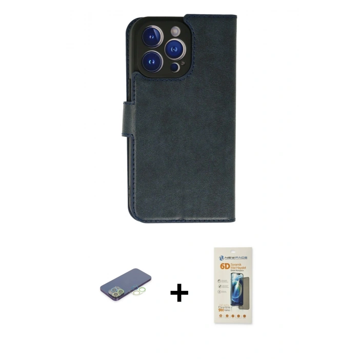 MARSİLYAN™- iPhone 13 Pro Max Kılıf Siluet Işık Serisi - Siyah 6D Mat Seramik Hayalet Nano Ekran Koruyucu + Renkli Kamera Lens Koruma Cam - YL