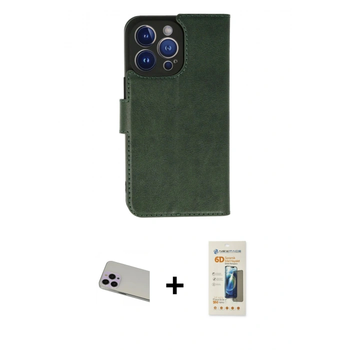 MARSİLYAN™- iPhone 13 Pro Max Kılıf Siluet Işık Serisi - Siyah 6D Mat Seramik Hayalet Nano Ekran Koruyucu + Rainbow Kamera Lens Koruma Cam - MR