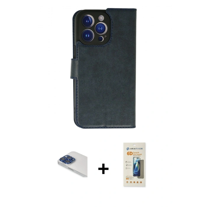 MARSİLYAN™- iPhone 13 Pro Max Kılıf Siluet Işık Serisi - Siyah 6D Mat Seramik Hayalet Nano Ekran Koruyucu + Pers Alüminyum Kamera Lens - LT