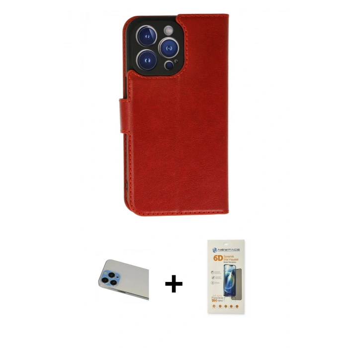 MARSİLYAN™- iPhone 13 Pro Max Kılıf Siluet Işık Serisi - Siyah 6D Mat Seramik Hayalet Nano Ekran Koruyucu + Rainbow Kamera Lens Koruma Cam - MI