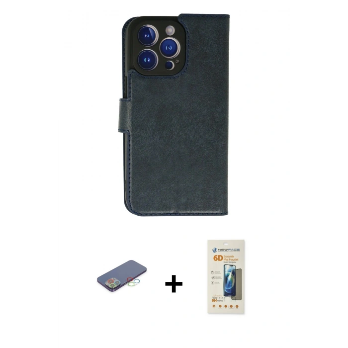 MARSİLYAN™- iPhone 13 Pro Max Kılıf Siluet Işık Serisi - Siyah 6D Mat Seramik Hayalet Nano Ekran Koruyucu + Renkli Kamera Lens Koruma Cam - MI