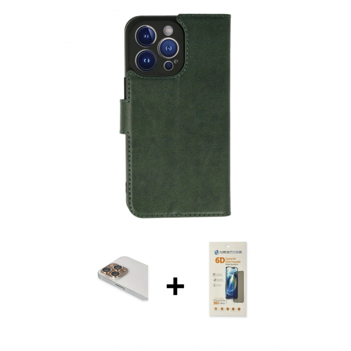 MARSİLYAN™- iPhone 13 Pro Max Kılıf Siluet Işık Serisi - Siyah 6D Mat Seramik Hayalet Nano Ekran Koruyucu + Pers Alüminyum Kamera Lens - GD