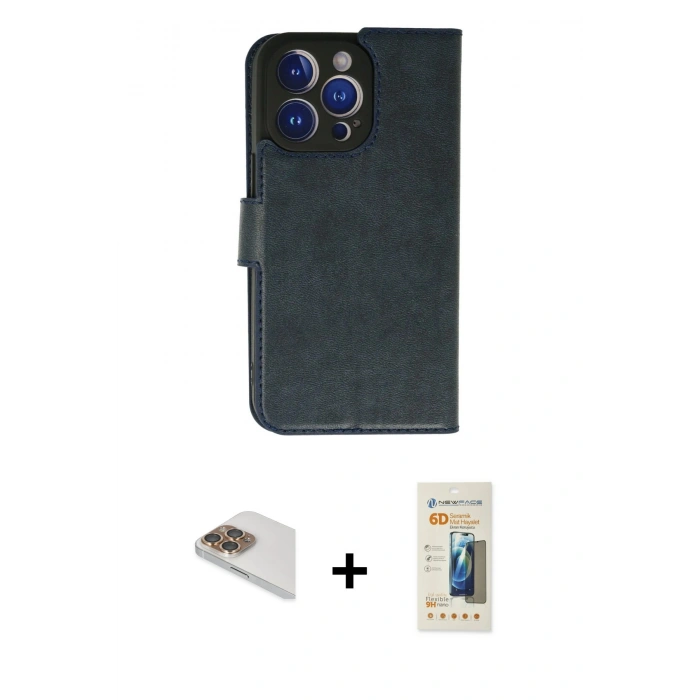 MARSİLYAN™- iPhone 13 Pro Max Kılıf Siluet Işık Serisi - Siyah 6D Mat Seramik Hayalet Nano Ekran Koruyucu + Pers Alüminyum Kamera Lens - GD