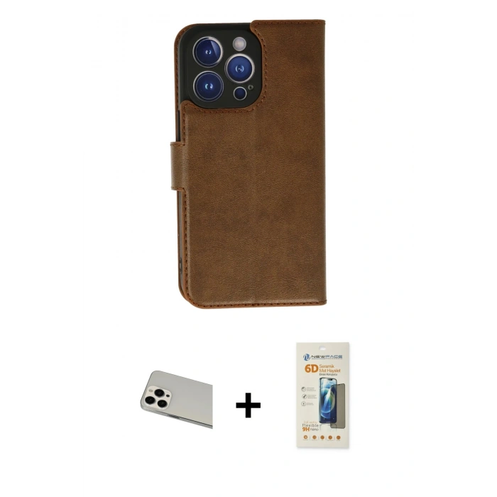 MARSİLYAN™- iPhone 13 Pro Max Kılıf Siluet Işık Serisi - Siyah 6D Mat Seramik Hayalet Nano Ekran Koruyucu + Rainbow Kamera Lens Koruma Cam - BZ