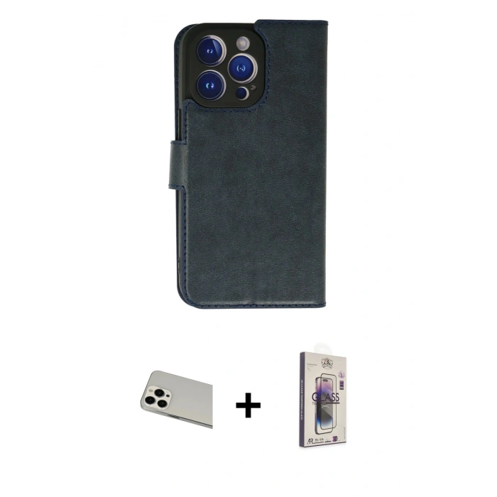 MARSİLYAN™- iPhone 13 Pro Max Kılıf Siluet Işık Serisi - Siyah Bilvis 3D Cam Ekran Koruyucu + Beyaz Rainbow Kamera Lens Koruma Cam