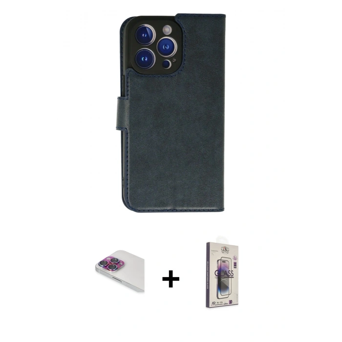 MARSİLYAN™- iPhone 13 Pro Max Kılıf Siluet Işık Serisi - Siyah Bilvis 3D Cam Ekran Koruyucu + Pers Alüminyum Kamera Lens - GI