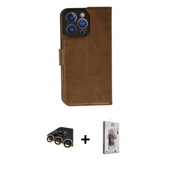 MARSİLYAN™- iPhone 13 Pro Max Kılıf Siluet Işık Serisi - Siyah Bilvis 3D Cam Ekran Koruyucu + Gold Raze Metal Kamera Lens
