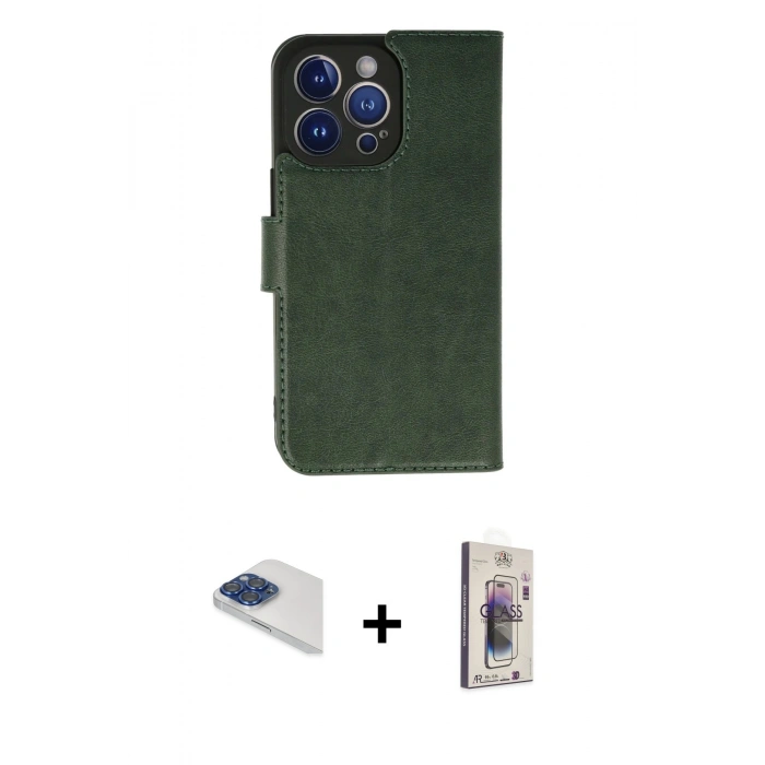 MARSİLYAN™- iPhone 13 Pro Max Kılıf Siluet Işık Serisi - Siyah Bilvis 3D Cam Ekran Koruyucu + Lacivert Pers Alüminyum Kamera Lens
