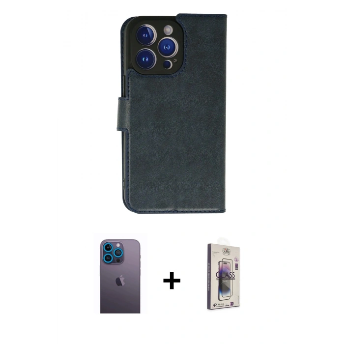 MARSİLYAN™- iPhone 13 Pro Max Kılıf Siluet Işık Serisi - Siyah Bilvis 3D Cam Ekran Koruyucu + Neon Fosforlu Kamera Lens - MI