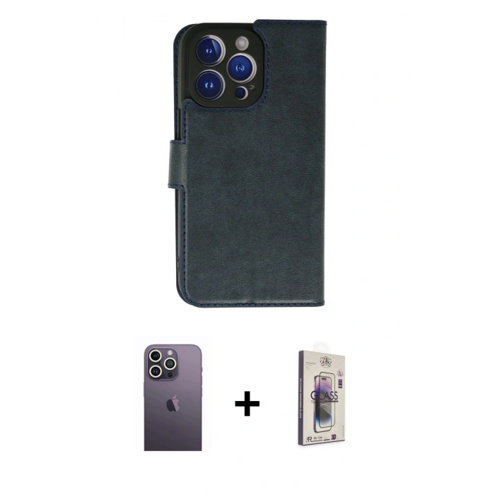 MARSİLYAN™- iPhone 13 Pro Max Kılıf Siluet Işık Serisi - Siyah Bilvis 3D Cam Ekran Koruyucu + Neon Fosforlu Kamera Lens - BZ