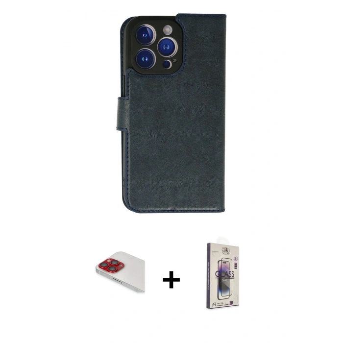 MARSİLYAN™- iPhone 13 Pro Max Kılıf Siluet Işık Serisi - Siyah Bilvis 3D Cam Ekran Koruyucu + Pers Alüminyum Kamera Lens - KI