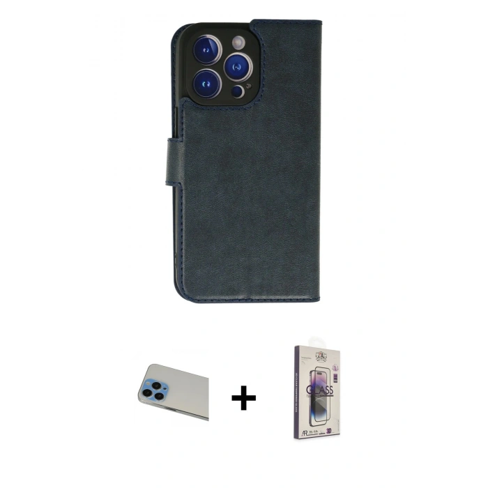MARSİLYAN™- iPhone 13 Pro Max Kılıf Siluet Işık Serisi - Siyah Bilvis 3D Cam Ekran Koruyucu + Rainbow Kamera Lens Koruma Cam - MI