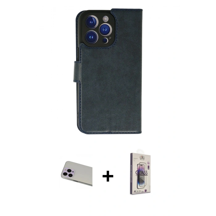 MARSİLYAN™- iPhone 13 Pro Max Kılıf Siluet Işık Serisi - Siyah Bilvis 3D Cam Ekran Koruyucu + Rainbow Kamera Lens Koruma Cam - MR