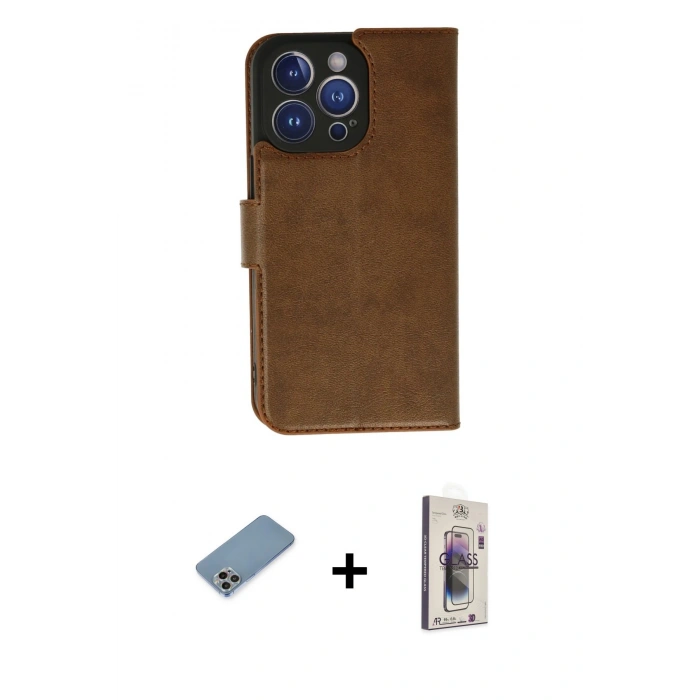 MARSİLYAN™- iPhone 13 Pro Max Kılıf Siluet Işık Serisi - Siyah Bilvis 3D Cam Ekran Koruyucu + Shine Kamera Lens Koruma Cam - GI