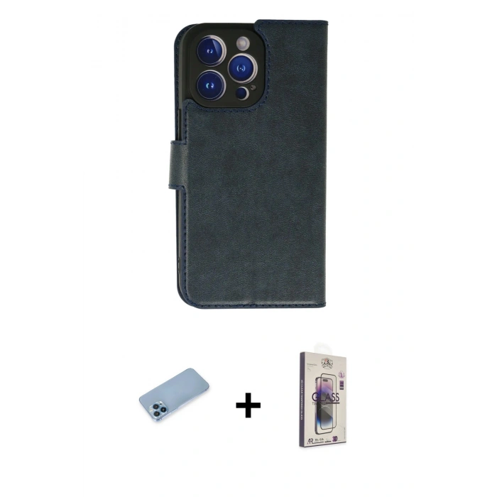 MARSİLYAN™- iPhone 13 Pro Max Kılıf Siluet Işık Serisi - Siyah Bilvis 3D Cam Ekran Koruyucu + Shine Kamera Lens Koruma Cam - MI