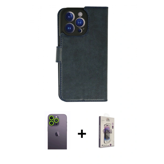 MARSİLYAN™- iPhone 13 Pro Max Kılıf Siluet Işık Serisi - Siyah Bilvis 3D Cam Ekran Koruyucu + Neon Fosforlu Kamera Lens - YL