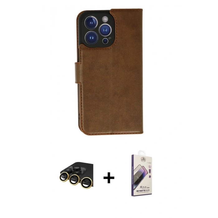 MARSİLYAN™- iPhone 13 Pro Max Kılıf Siluet Işık Serisi - Siyah Bilvis 3D Mat Cam Ekran Koruyucu + Gold Raze Metal Kamera Lens