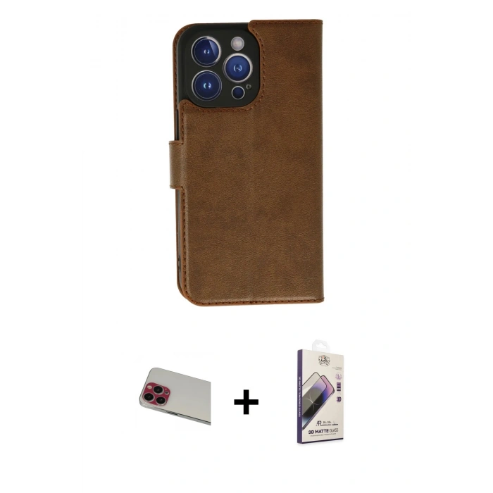 MARSİLYAN™- iPhone 13 Pro Max Kılıf Siluet Işık Serisi - Siyah Bilvis 3D Mat Cam Ekran Koruyucu + Rainbow Kamera Lens Koruma Cam - KI