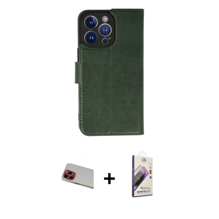 MARSİLYAN™- iPhone 13 Pro Max Kılıf Siluet Işık Serisi - Siyah Bilvis 3D Mat Cam Ekran Koruyucu + Rainbow Kamera Lens Koruma Cam - KI