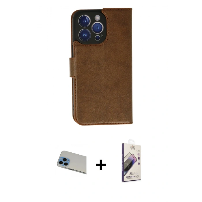MARSİLYAN™- iPhone 13 Pro Max Kılıf Siluet Işık Serisi - Siyah Bilvis 3D Mat Cam Ekran Koruyucu + Rainbow Kamera Lens Koruma Cam - MI