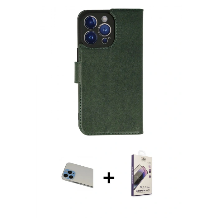 MARSİLYAN™- iPhone 13 Pro Max Kılıf Siluet Işık Serisi - Siyah Bilvis 3D Mat Cam Ekran Koruyucu + Rainbow Kamera Lens Koruma Cam - MI