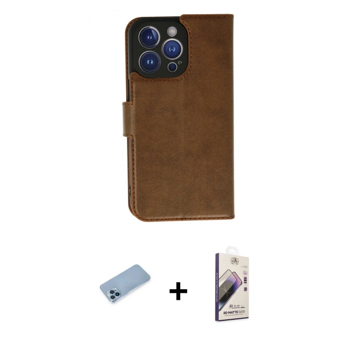 MARSİLYAN™- iPhone 13 Pro Max Kılıf Siluet Işık Serisi - Siyah Bilvis 3D Mat Cam Ekran Koruyucu + Mavi Shine Kamera Lens Koruma Cam