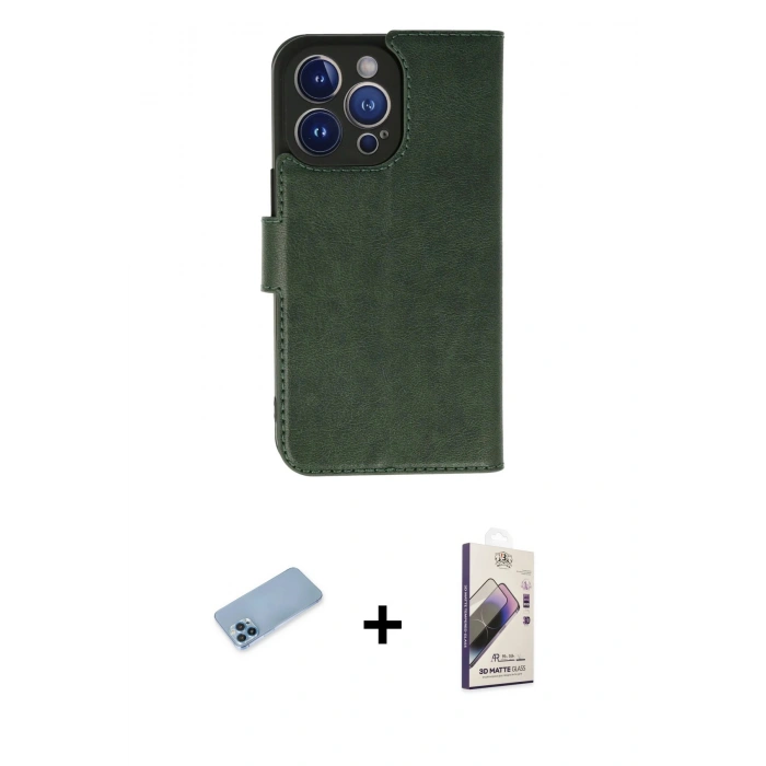 MARSİLYAN™- iPhone 13 Pro Max Kılıf Siluet Işık Serisi - Siyah Bilvis 3D Mat Cam Ekran Koruyucu + Mavi Shine Kamera Lens Koruma Cam