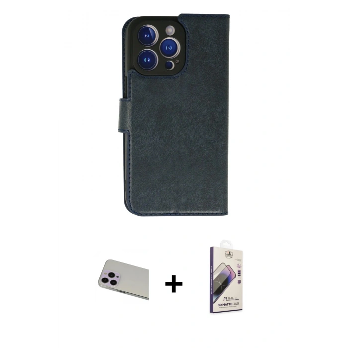 MARSİLYAN™- iPhone 13 Pro Max Kılıf Siluet Işık Serisi - Siyah Bilvis 3D Mat Cam Ekran Koruyucu + Rainbow Kamera Lens Koruma Cam - MR