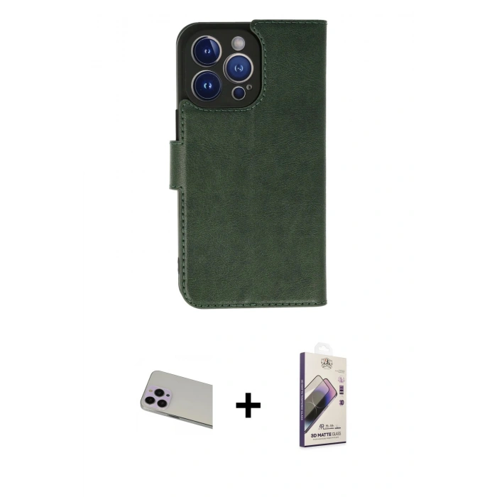 MARSİLYAN™- iPhone 13 Pro Max Kılıf Siluet Işık Serisi - Siyah Bilvis 3D Mat Cam Ekran Koruyucu + Rainbow Kamera Lens Koruma Cam - MR